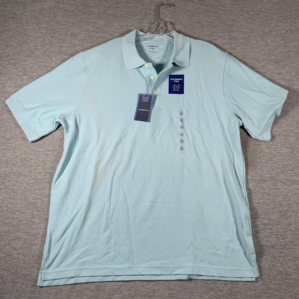 Croft & Barrow Polo Shirt Mens Large Light Blue Performance Pique Cotton Tagless